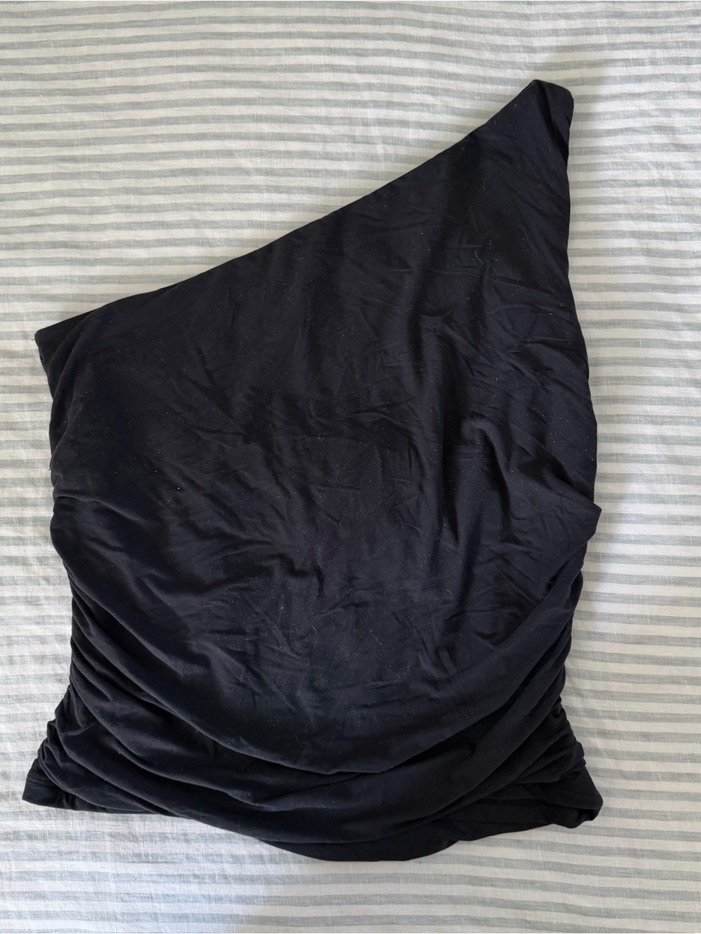 Abercrombie & Fitch Black One-Shoulder Ruched Top